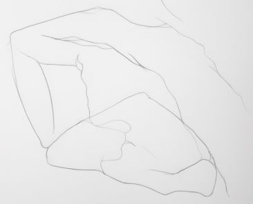 a simple, hasty, rushed, enigmatic, fragmented naive drawing on a clean white sheet of paper depicti_55428